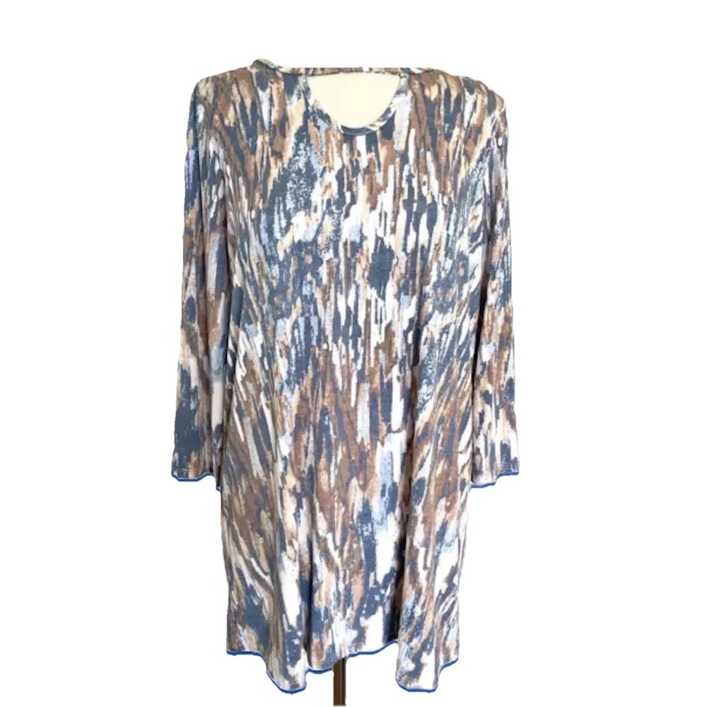Cottagecore Paisley Grace shirt size Med blue brown relaxed Tunic‎ fit